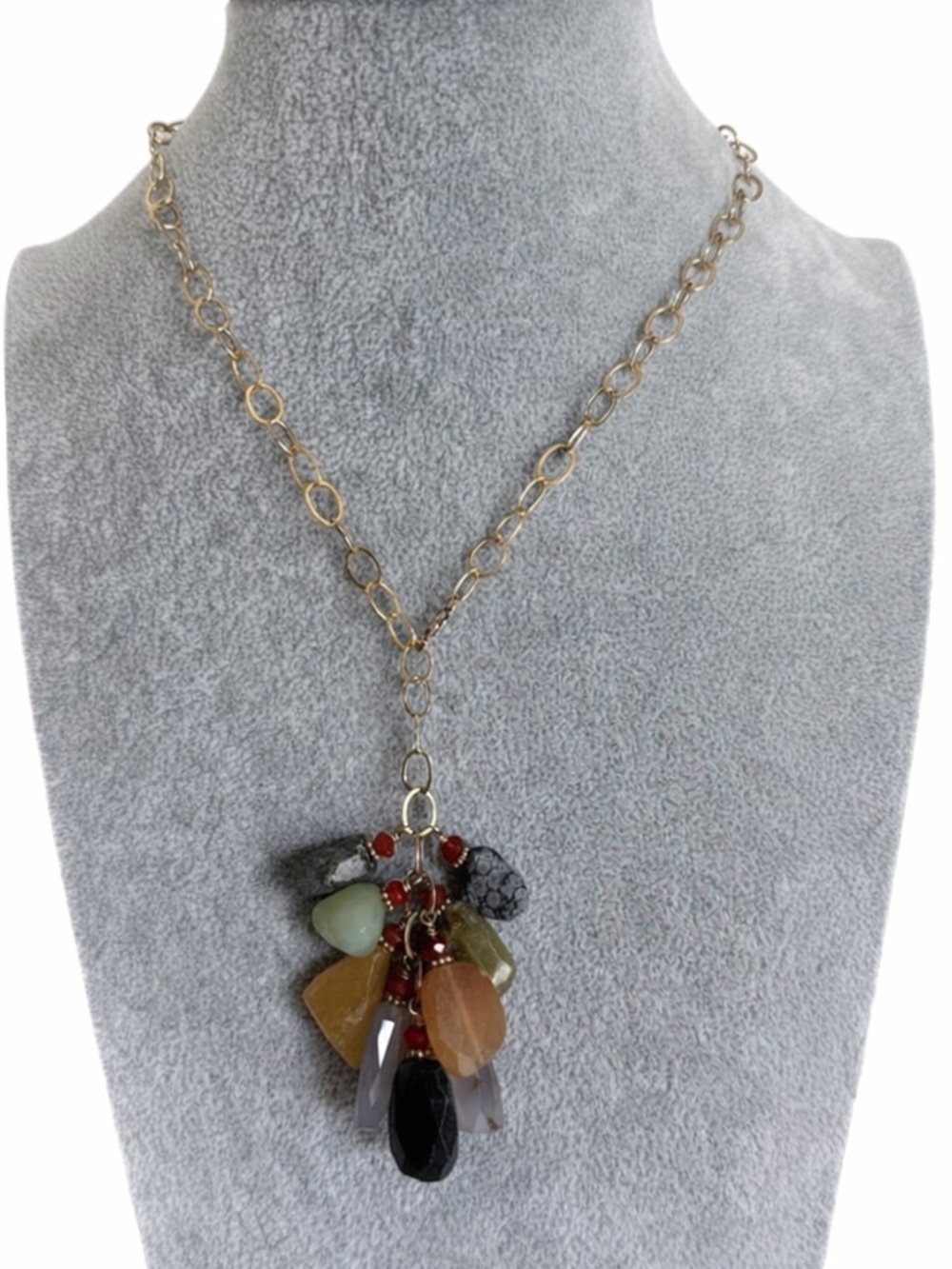 Sundance 14k Yellow Gold Metal Chain Boho Carnelian Gemstone Tassel necklace NEW